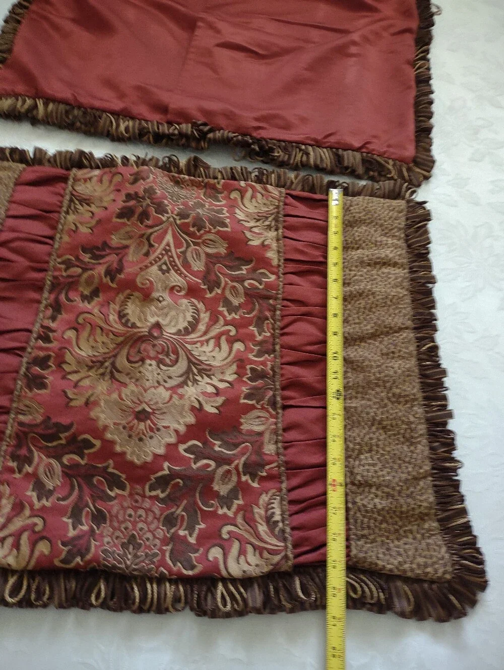 Luxury Pillow Shams Burgundy Venetian Jacquard With fringe Tassels